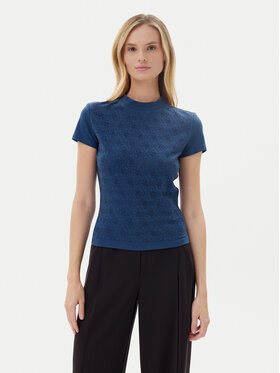 Guess Guess Marškinėliai W4BI26 J1314 Tamsiai mėlyna Slim Fit
