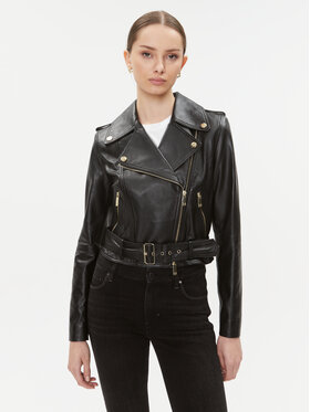 Luisa Spagnoli Luisa Spagnoli Kožená bunda Sonar 540192 Čierna Slim Fit