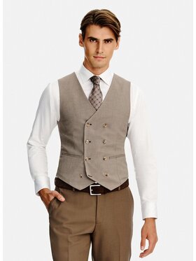 Pako Lorente Pako Lorente Kamizelka garniturowa P26SF-8X-010 Brązowy Slim Fit
