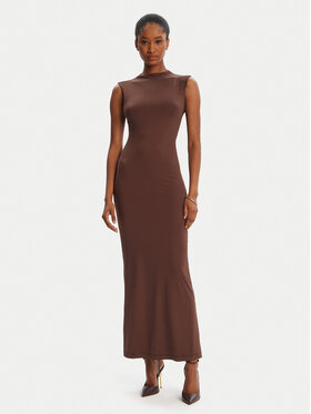 BARDOT BARDOT Sukienka koktajlowa Veneda High Neck 59948DB Brązowy Slim Fit