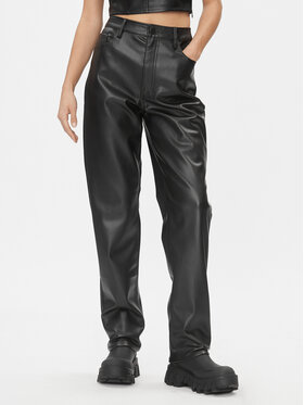 Tommy Jeans Tommy Jeans Nohavice z imitácie kože Julie DW0DW16945 Čierna Straight Fit