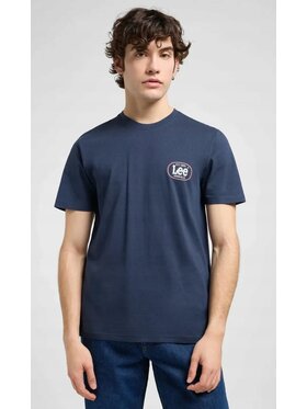 Lee Lee T-Shirt Regular Small Logo Tee Niebieski Regular Fit