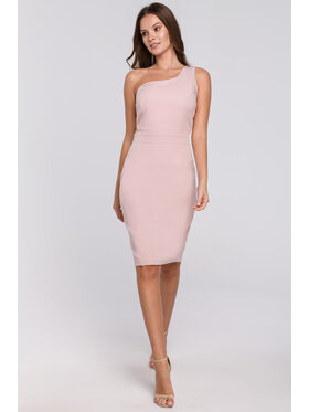 Makover Makover Sukienka elegancka K003 Różowy Regular Fit