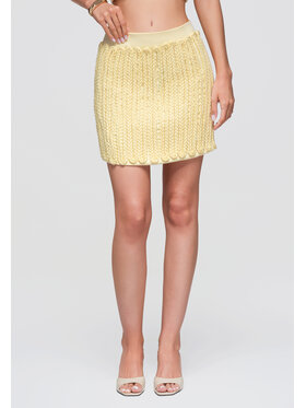 Ombre Ombre Spódnica mini OW-GL-E0016 Żółty Authentic Slim Fit