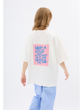 Mirons Mirons T-Shirt Print Biały Oversize