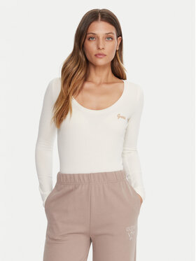 Guess Guess Боді V5BP09 KCBF1 Écru Slim Fit