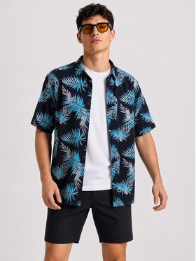 MyStars MyStars Koszula Hawaii Na lato wakacje urlop 132129 Czarny Relaxed Fit