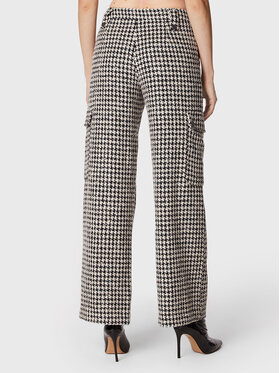 ROTATE Hlače Sparkly Houndstooth RT1901 Bijela Relaxed Fit