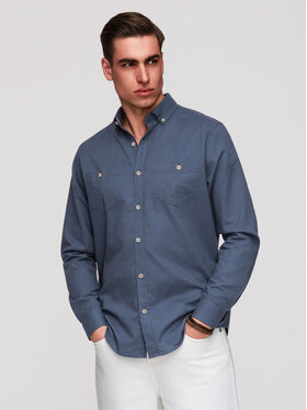 Ombre Ombre Koszula K706 Granatowy Regular Fit