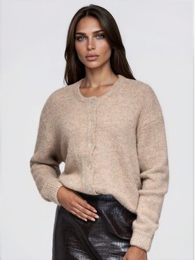 Ombre Ombre Kardigan OW-SW-E0044 Béžová Relaxed Fit
