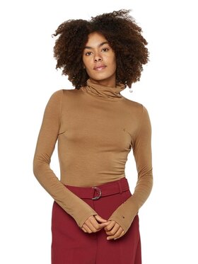 Tommy Hilfiger Tommy Hilfiger Rolák SLIM SOFT TENCEL ROLL NECK TOP WW0WW36138 Hnědá Slim Fit