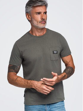 Ombre Ombre T-Shirt OM-TSCT-0305 Szary ciemny Regular Fit