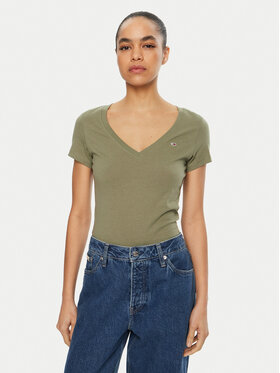 Tommy Jeans Tommy Jeans T-shirt DW0DW20458 Zelena Slim Fit