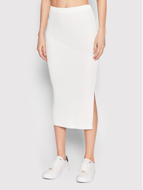 Calvin Klein Calvin Klein Spódnica ołówkowa Iconic Rib K20K204180 Biały Slim Fit
