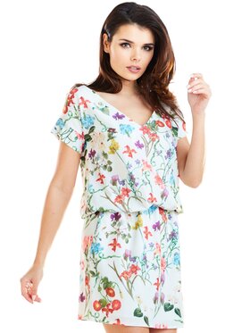 Awama Awama Sukienka letnia A264 Écru Basic Fit