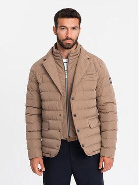 Ombre Ombre Kurtka przejściowa OM-JALP-0188 Beżowy Regular Fit