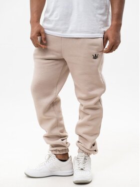 Jigga Wear Jigga Wear Spodnie dresowe Spodnie Dresowe Męskie Beżowe Jigga Wear Print Crown XL Brązowy Regular Fit