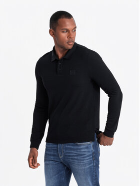 Ombre Ombre Longsleeve OM-POLS-0131 Czarny Regular Fit