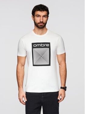 Ombre Ombre T-Shirt OM-TSPT-0260 Bílá Regular Fit