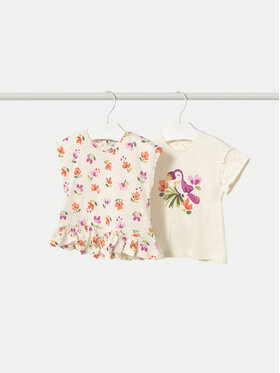 Mayoral Mayoral Σετ 2 T-Shirts 1047 Μπεζ Regular Fit