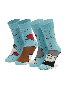 Zooksy Zooksy Zestaw 2 par wysokich skarpet unisex Miłośniki Box Miłośnica Brąz + Miłośnik Czarny Błękitny