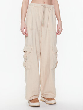 BDG Urban Outfitters BDG Urban Outfitters Hlače iz tkanine BDG LUCA LINEN CARGO 76475151 Écru Relaxed Fit
