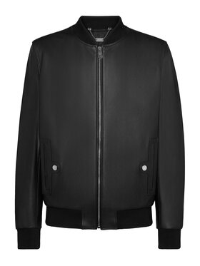 Billionaire Billionaire Kurtka skórzana 23273 Czarny Regular Fit
