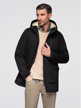 Ombre Ombre Parka OM-JAPJ-0316 Czarny Regular Fit