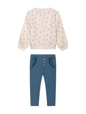 MINOTI MINOTI Komplet bluza i legginsy Fleurs 7 Écru Oversize