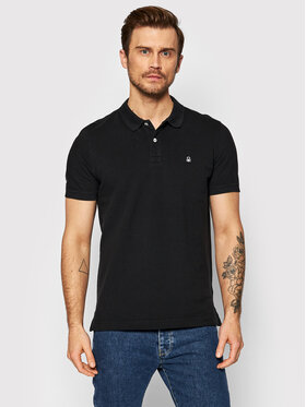 United Colors Of Benetton United Colors Of Benetton Тениска с яка и копчета 3089J3179 Черен Regular Fit