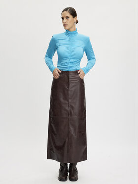Gestuz Gestuz Kožená sukňa 10908393 Hnedá Relaxed Fit