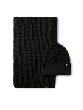 Calvin Klein Jeans Calvin Klein Jeans Zestaw Szalik i Czapka Monogram Rib Scarf Beanie Set IU0IU00638 Czarny
