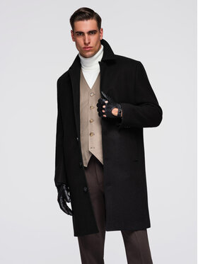 Ombre Ombre Płaszcz OM-COWC-0135 Czarny Regular Fit