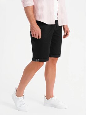 Ombre Ombre Šortky z materiálu OM-SRCS-0197 Černá Regular Fit