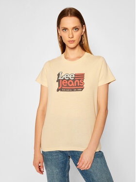 Lee Lee T-Shirt Crew Neck Tee L41LYGOC 112109072 Beżowy Regular Fit