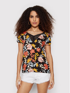 Roxy Roxy Bluzka Paradise Stories ERJWT03527 Czarny Regular Fit