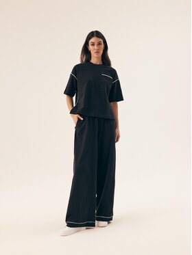 Esotiq Esotiq Komplet t-shirt i spodnie materiałowe 43141 Czarny Regular Fit