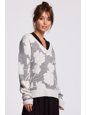 BeWear BeWear Sweter bk056 Szary Baggy Fit
