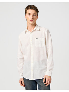 Wrangler Wrangler Koszula 112362907 1 PKT SHIRT WHITE Biały Regular Fit