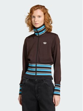 adidas adidas Bluza VINTAGE TT HIGH KNITTED RIBS Brązowy Slim Fit