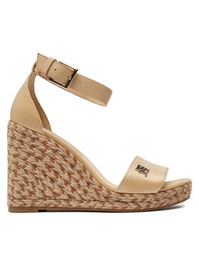 Tommy Hilfiger Tommy Hilfiger Espadrillas Colorful High Wedge Satin Sandal FW0FW07914 Beige