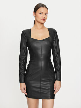Guess Guess Dirbtinės odos suknelė 4YGK20 7159A Juoda Regular Fit
