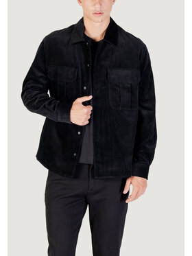 Antony Morato Antony Morato Πουκάμισο REGULAR FIT WITH LOGOED METAL BADGE Μαύρο Regular Fit