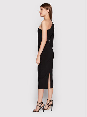 Victoria Victoria Beckham Cocktail Obleka One Shoulder 1222KDR003593A Črna Slim Fit