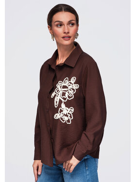 Ombre Ombre Koszula OW-SH-E0073 Brązowy Relaxed Fit