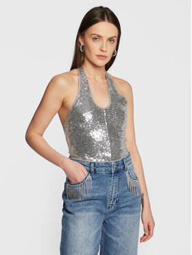 Gina Tricot Gina Tricot Marškinėliai Tyra Sequin 18564 Sidabrinė Regular Fit