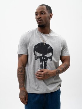 Marvel Marvel T-Shirt Koszulka Z Krótkim Rękawem Męska Szara Marvel Comics Punisher Crushed Logo XXL Szary Regular Fit