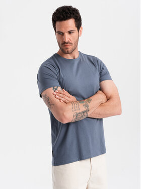 Ombre Ombre T-Shirt OM-TSBS-0146 Niebieski Regular Fit