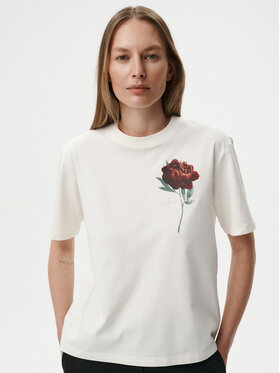 MARI PRETI MARI PRETI T-Shirt FLOWER Kremowy Regular Fit