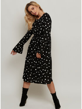 Bubala Bubala Sukienka codzienna Dots B&W Czarny Feminine Fit